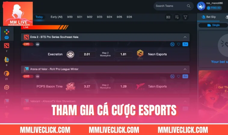 Tham gia cá cược Esports